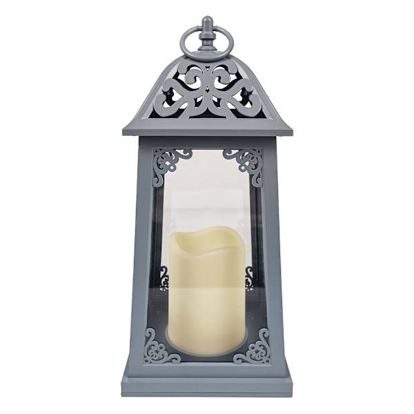 Grey LED Outdoor Lantern, 12"