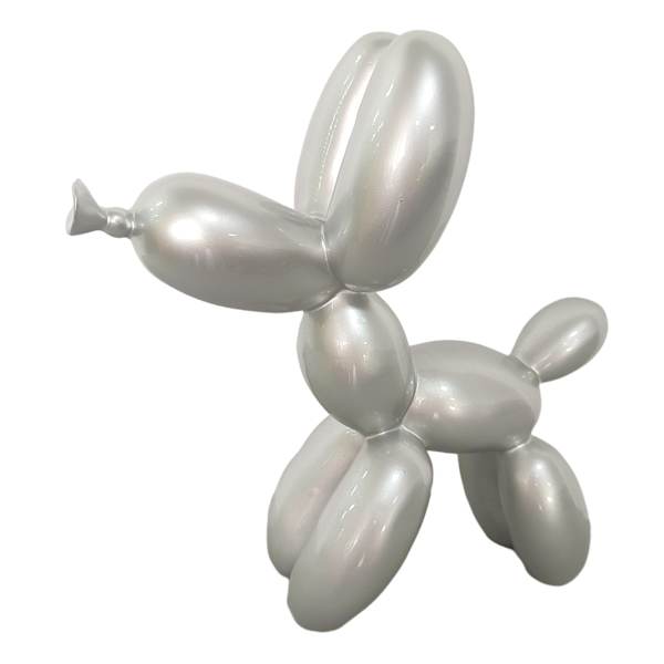 Crosby St. Silver Balloon Dog Outdoor Garden Statue, Medium