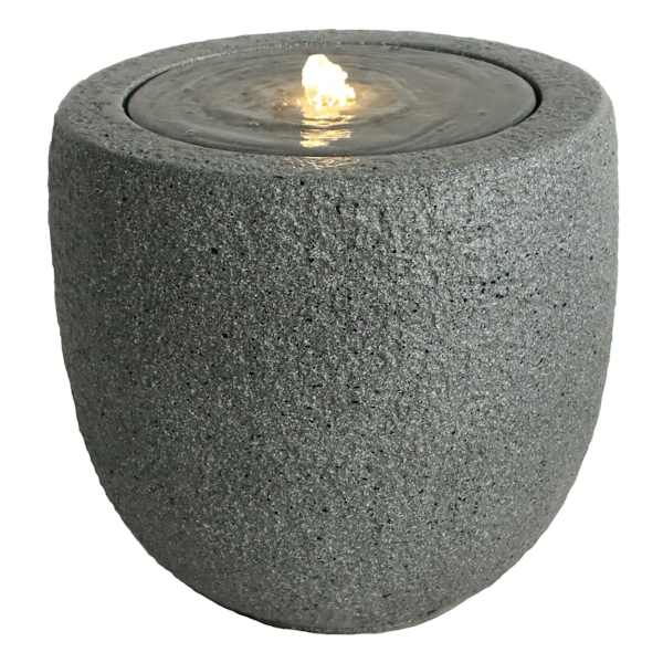 Crosby St. Polystone Round Grey LED Outdoor Fountain, 17"