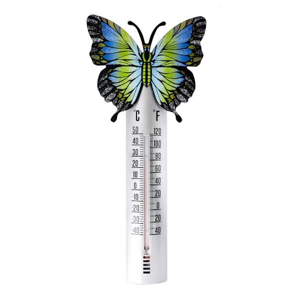 Green Butterfly Garden Thermometer, 13x6