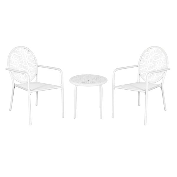 Providence 3-Piece Geo Metal Patio Chat Set, White