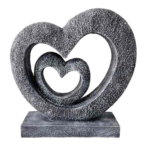 Stone Hearts Outdoor Garden Statue, 13"