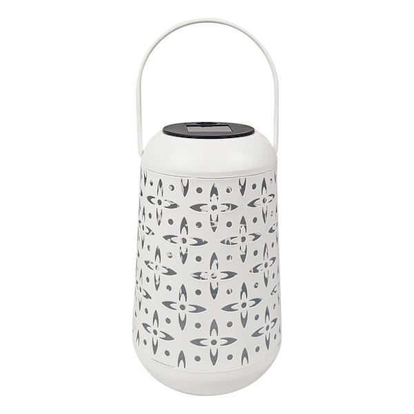 Sunny Club White Outdoor Solar Lantern, 7"