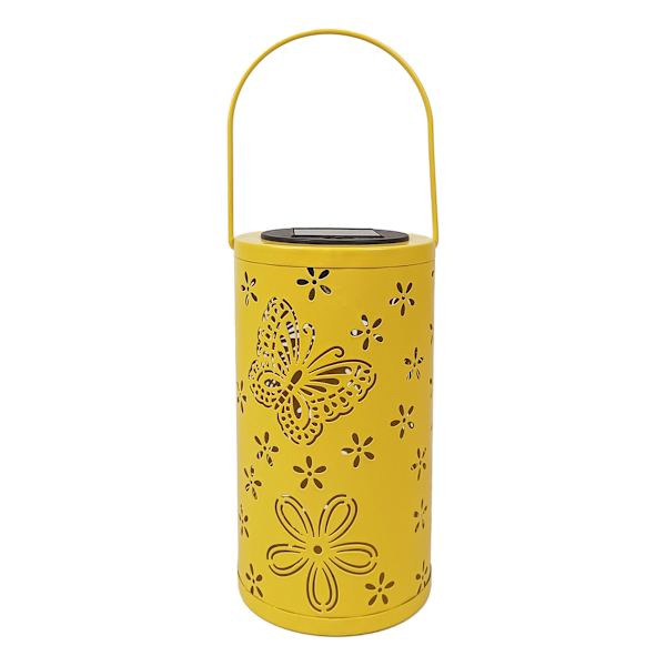 Yellow Butterfly Solar Outdoor Lantern, 8"
