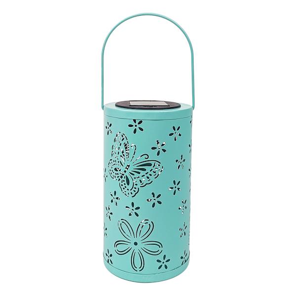 Aqua Butterfly Solar Outdoor Lantern, 8"