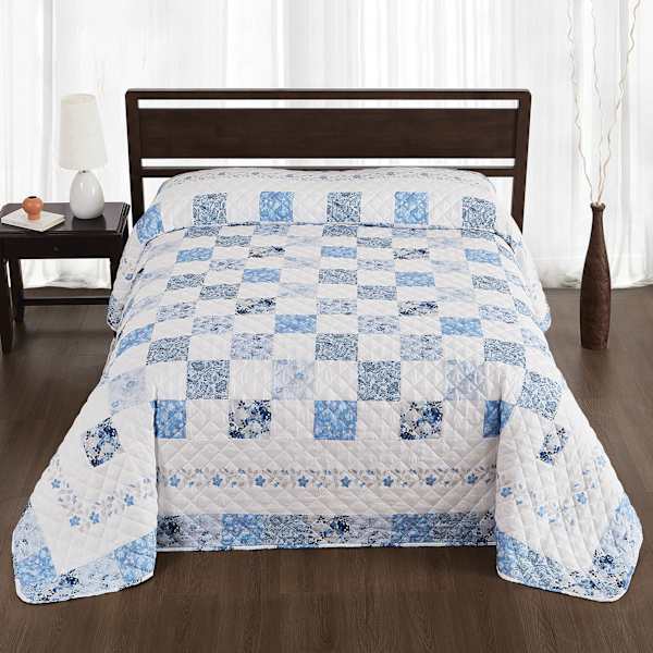 Blue Patchwork Bedspread, King
