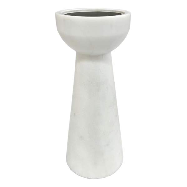 Crosby St. White Marble Pillar Candle Holder, 9.5"