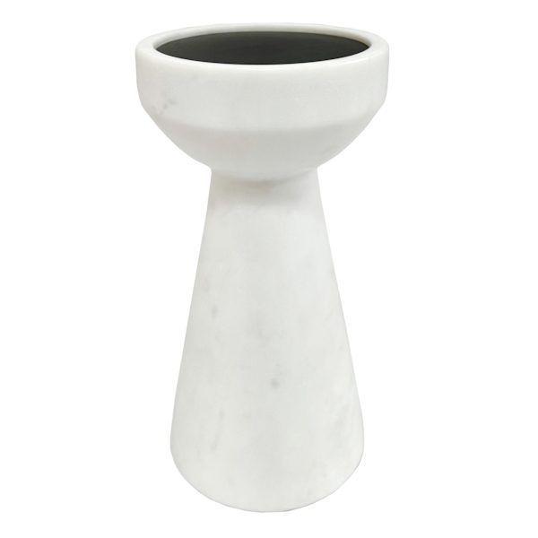 Crosby St. White Marble Pillar Candle Holder, 7.5"