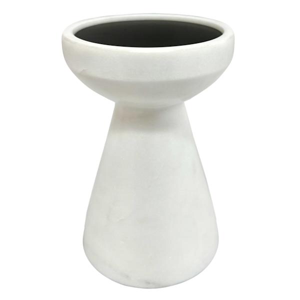 Crosby St. White Marble Pillar Candle Holder, 5"