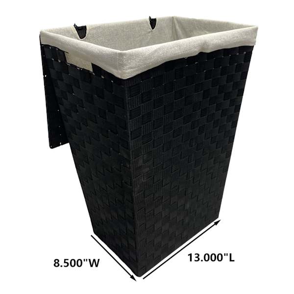 Woven Band Laundry Hamper with Lid & Removable Liner, Black