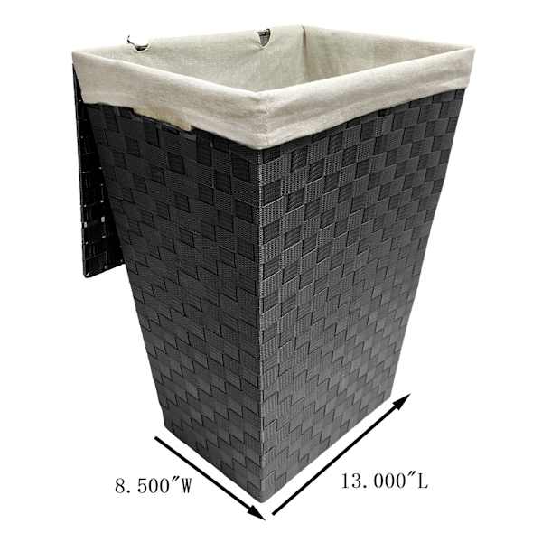 Woven Band Laundry Hamper with Lid & Removable Liner, Light Grey