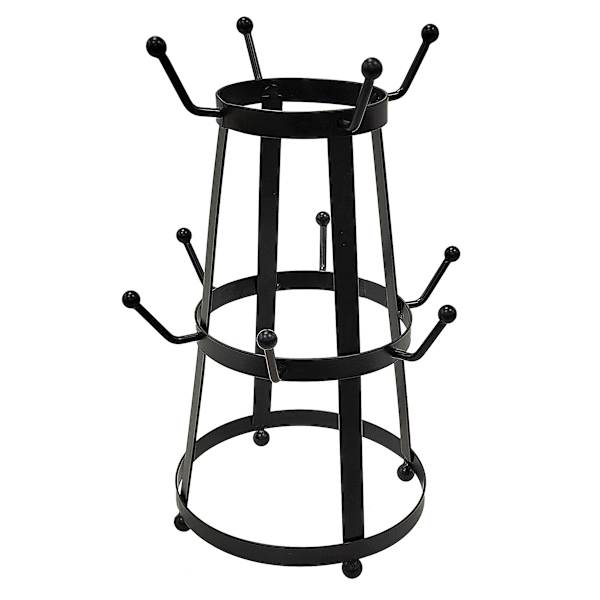 10-Mug Black Metal Mug Holder