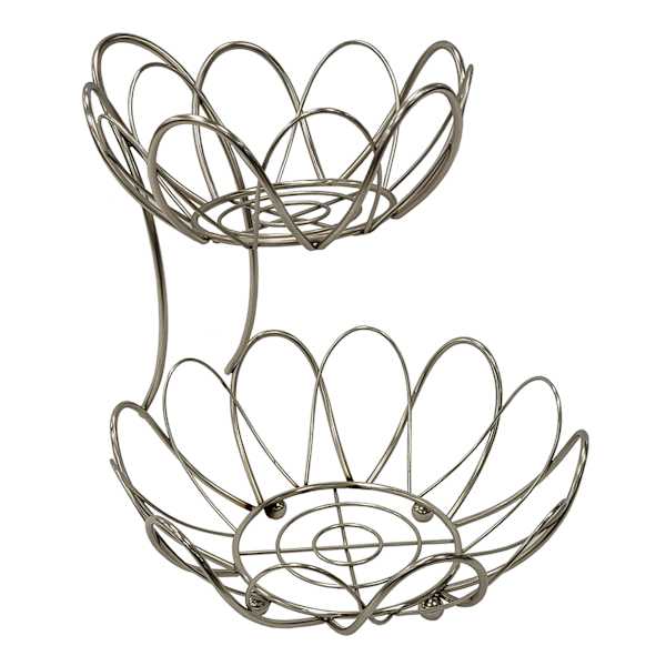 2-Tier Nickel Flower Fruit Basket
