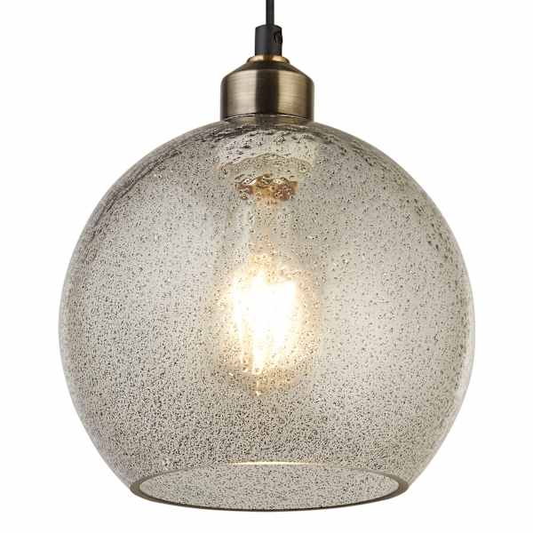 Smoke Seeded Gold Pendant Light, 7"
