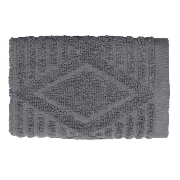 Found & Fable Grey Diamond Textured Cotton Hand Towel, 16x28