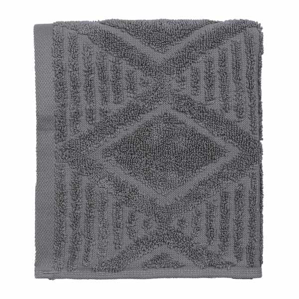 Found & Fable Grey Diamond Textured Cotton Washcloth, 3x13
