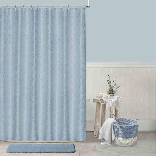 Providence Blue Trellis Printed Shower Curtain, 72"
