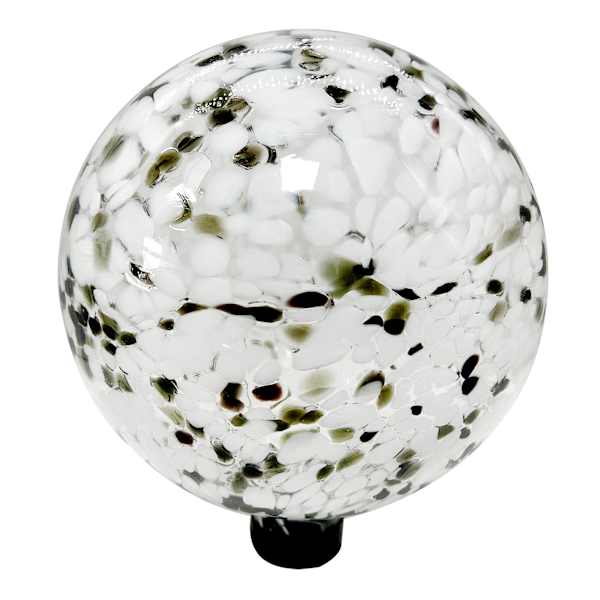 White Glass Garden Gazing Ball, 10"