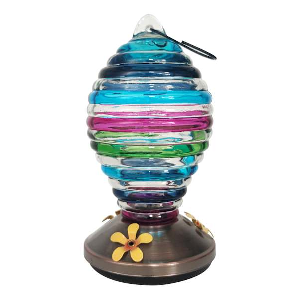 Blue Glass Bird Feeder, 8.5"