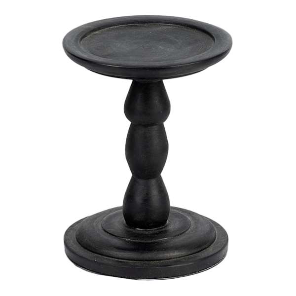 Black Wooden Candle Holder, 5"