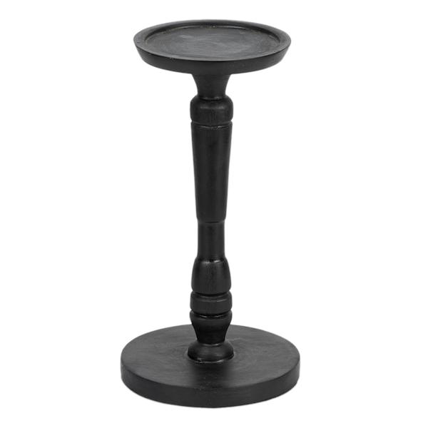 Black Wooden Candle Holder, 8"