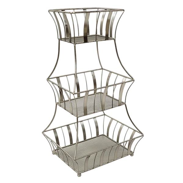 3-Tier Nickel Double Bar Fruit Basket
