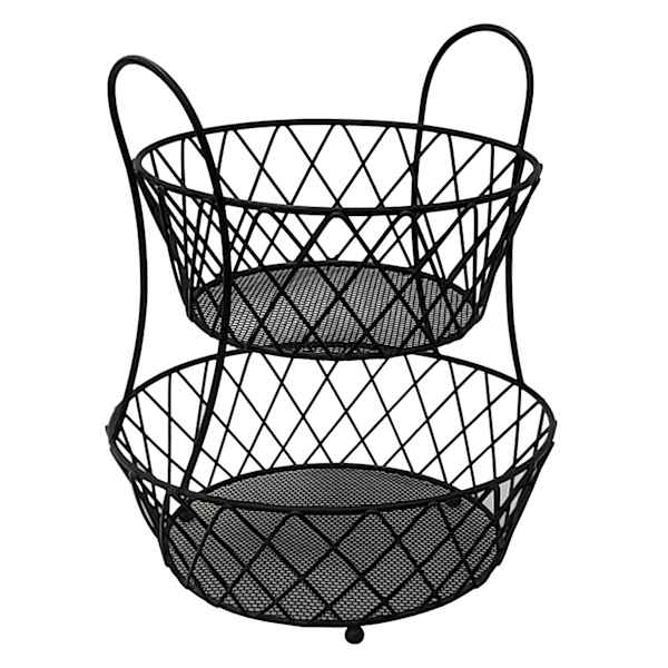 2-Tier Black Lattice Fruit Basket