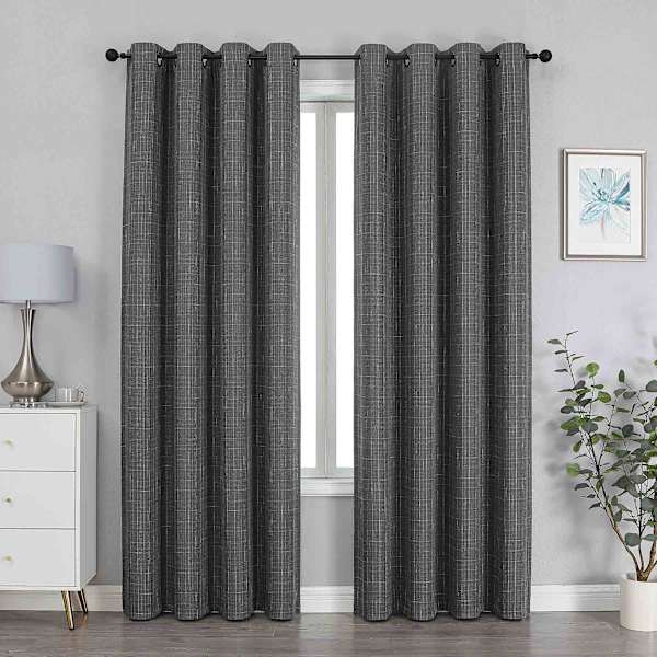 Sun Shield Charcoal Blackout Grommet Curtain Panel, 95"