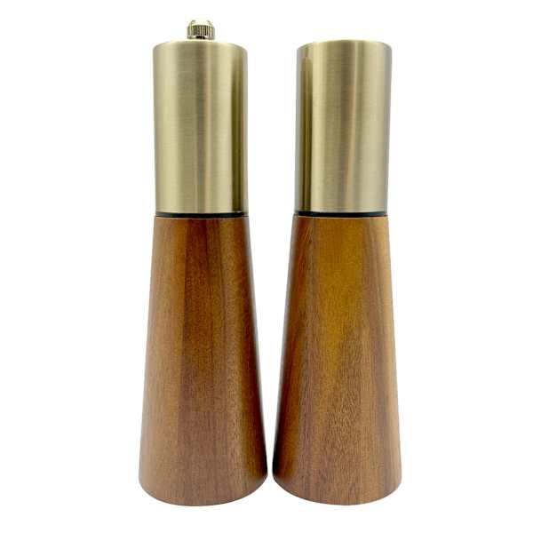 Acacia Wood & Metal Salt Shaker & Pepper Mill Set