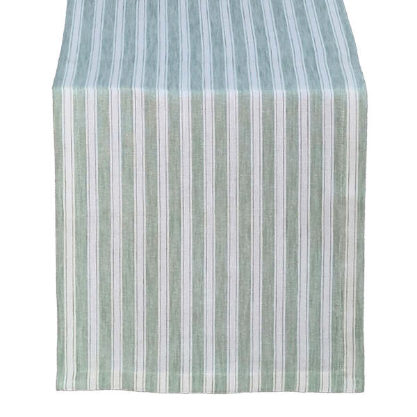 Honeybloom Smoke Green Striped Table Runner, 72x13