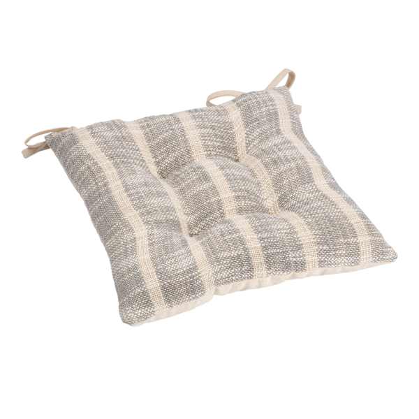 Farmhouse Griffin Grey Stripe Dining Chair Cushion