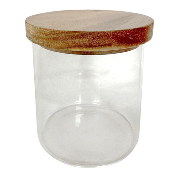 Honeybloom Howell Acacia Wood & Glass Small Jar
