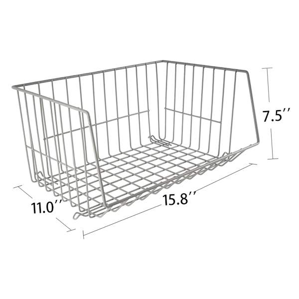 Grey Metal Stackable Shelf, Medium