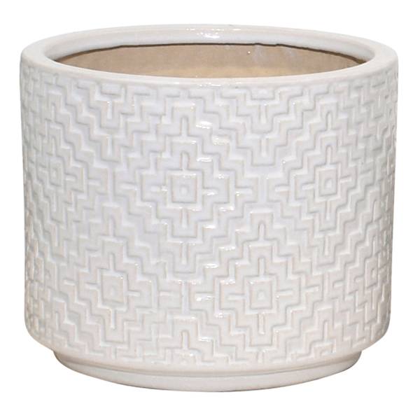 Found & Fable Indoor White Reactive Glaze Geo Planter, Medium