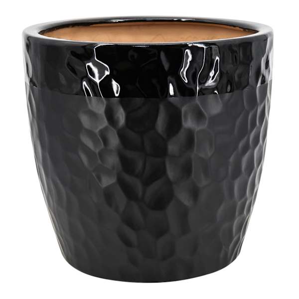 Crosby St. Abby Black Ceramic Outdoor Planter, Medium