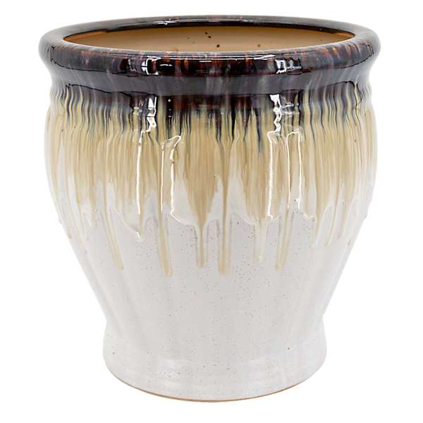 White Drip Glaze Ceramic Outdoor Planter, Small