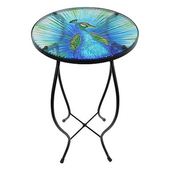 Peacock Glass Plant Stand, 12"