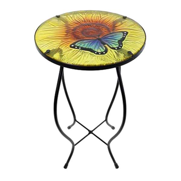 Sunflower & Butterfly Glass Plant Stand, 12"