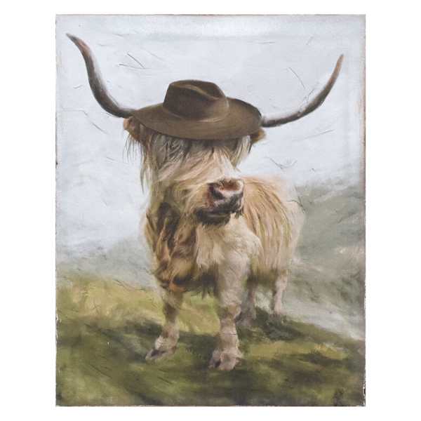 Highland Hipster Cow Art, 6x8