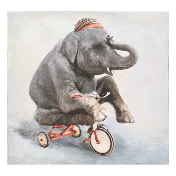 Elephant on Tricycle Art, 8"
