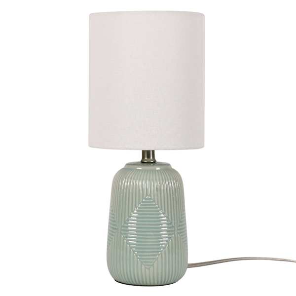 Found & Fable Teal Gourd Textured Ceramic Mini Table Lamp with Shade, 12.5"