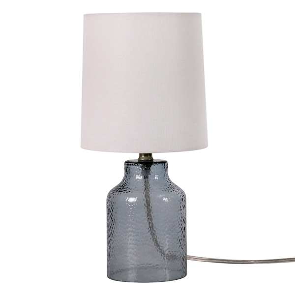 Honeybloom Light Blue Dimpled Glass Mini Table Lamp with Shade, 13"