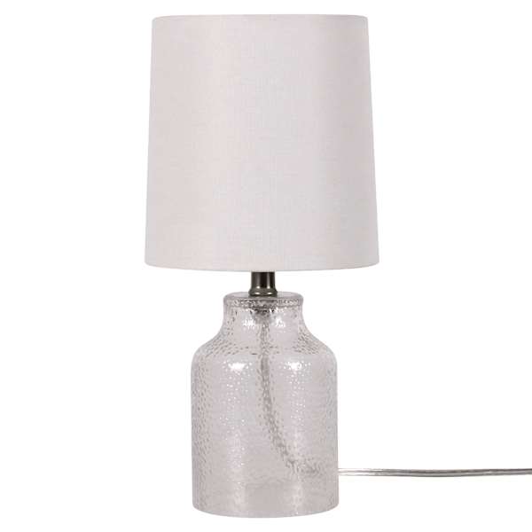 Honeybloom Clear Dimpled Glass Mini Table Lamp with Shade, 13"