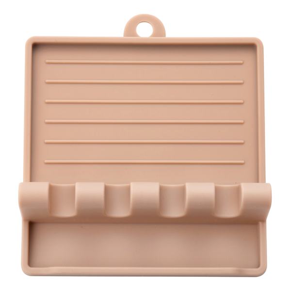 4-Slot Tan Silicone Utensil Rest