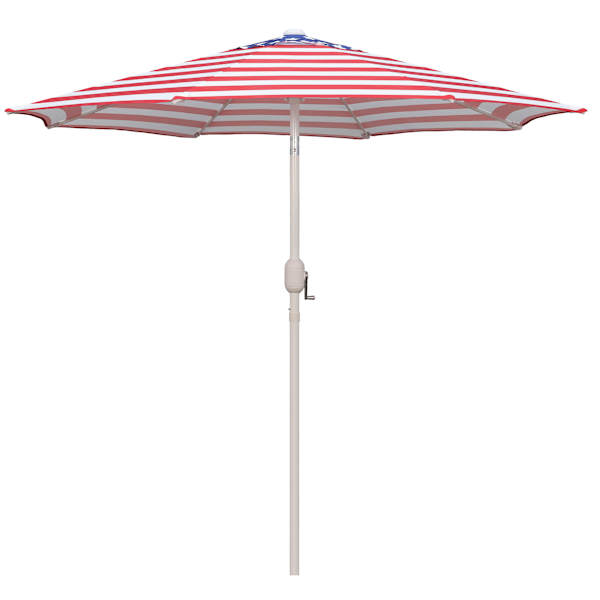 Flag Print Crank & Tilt Round Patio Umbrella, 7.5'