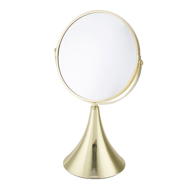 Gold Round 1X & 3X Table Mirror, 14.1"