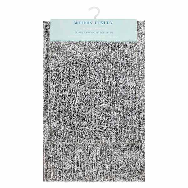 2-Piece Dark Grey Tufted Bath Rug Set
