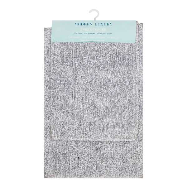 2-Piece Grey & White Tufted Bath Rug Set