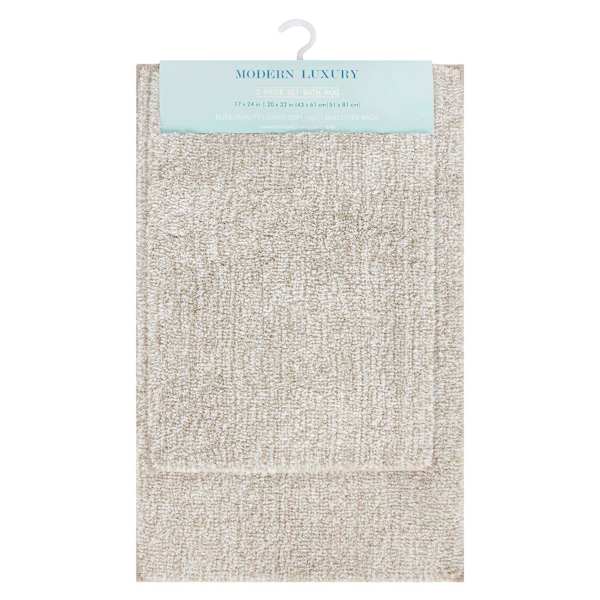 2-Piece Natural & White Tufted Bath Rug Set
