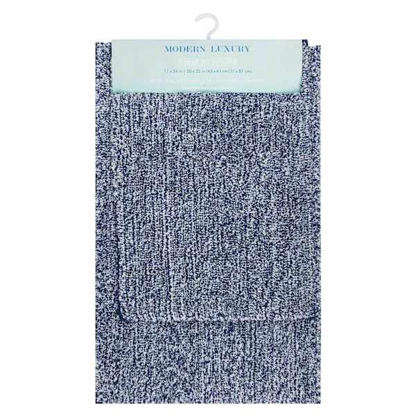 2-Piece Navy & White Tufted Bath Rug Set